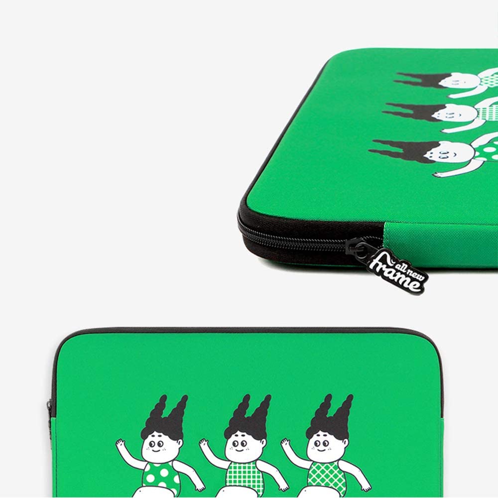 Green NYONG Graphic 11 13 15 inch Laptop Sleeves Cases Protective Covers Purses Handbags Square Cushion Pouches Designer Artist 