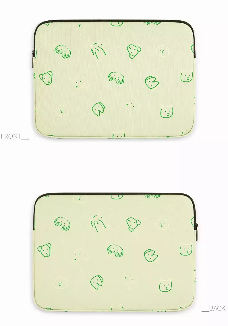 Green Puppies Dogs Graphic Laptop Sleeves iPad 13 15 inch Cases Protective Covers Purses Handbags Square Cushion Pouches Designe