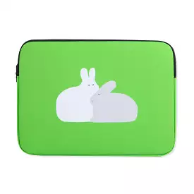 Green Rabbit Graphic Laptop Sleeves 13 15inch Fitted Cases Covers Pouches Protective Purses Handbags Square Cushion School Colla