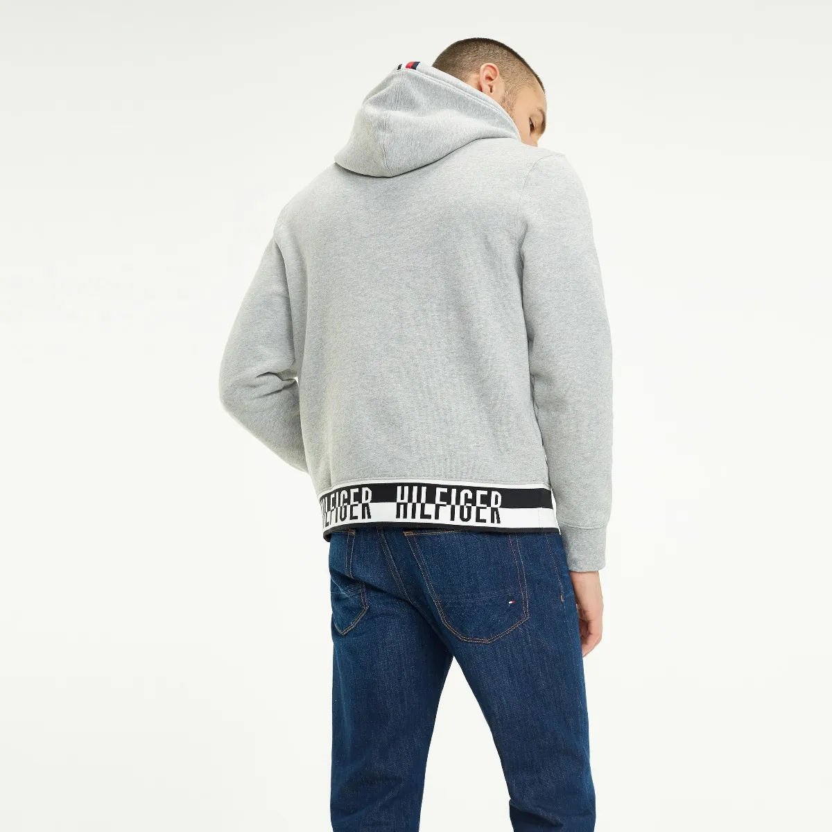 Grey Logo Drawstring Hoody | Sweatshirts & Hoodies | Tommy Hilfiger