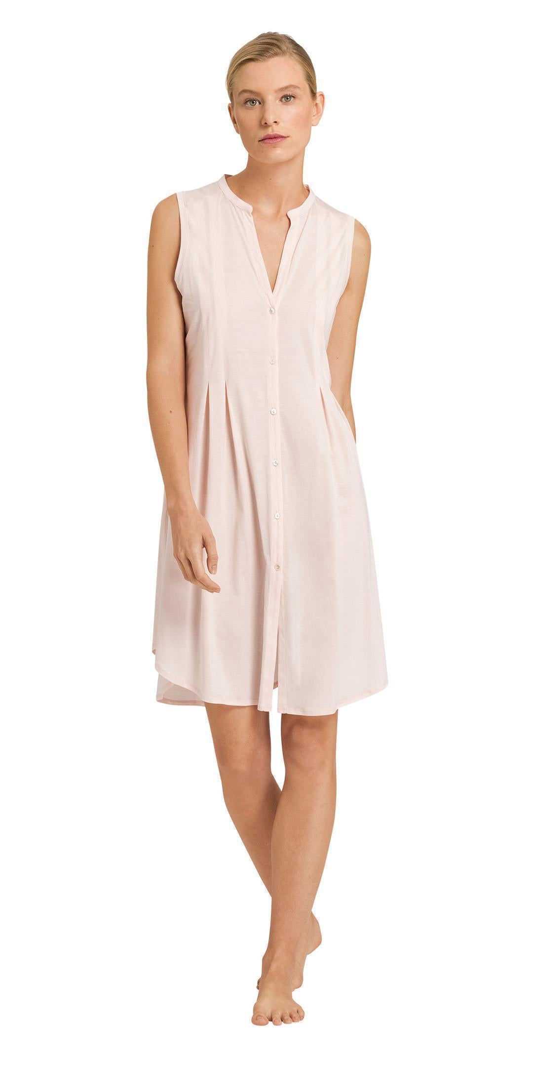 HANRO Cotton Deluxe Button Front Tank Gown | Crystal Pink