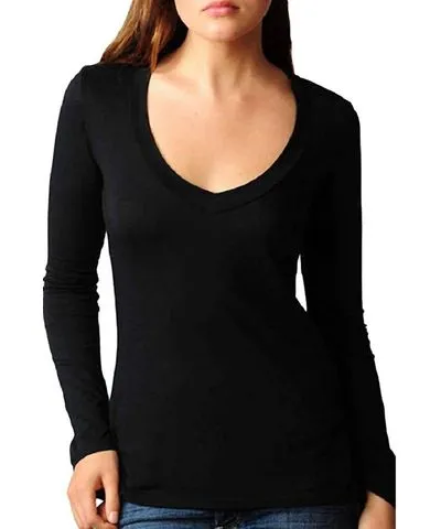 James Perse Women's V-Neck Long Sleeve T-Shirt