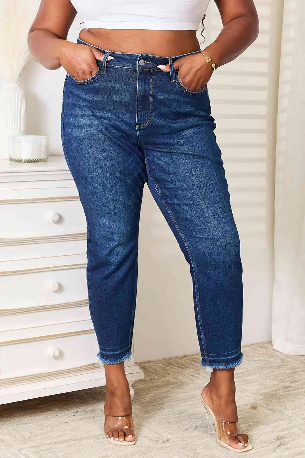 Judy Blue High Waist Released Hem Slit Jeans