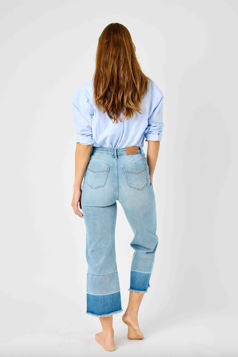 Judy Blue Release Hem Cropped Wide Leg Jeans