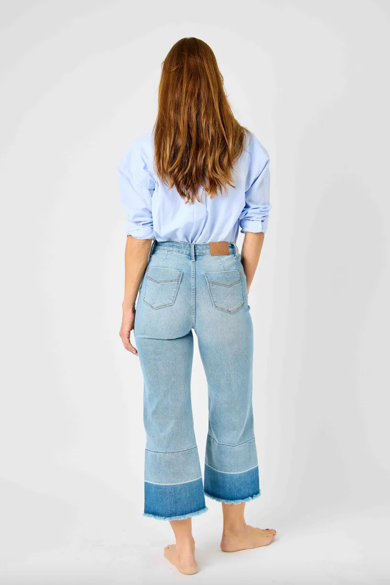 Judy Blue Release Hem Cropped Wide Leg Jeans