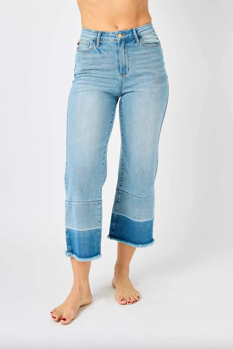 Judy Blue Release Hem Cropped Wide Leg Jeans