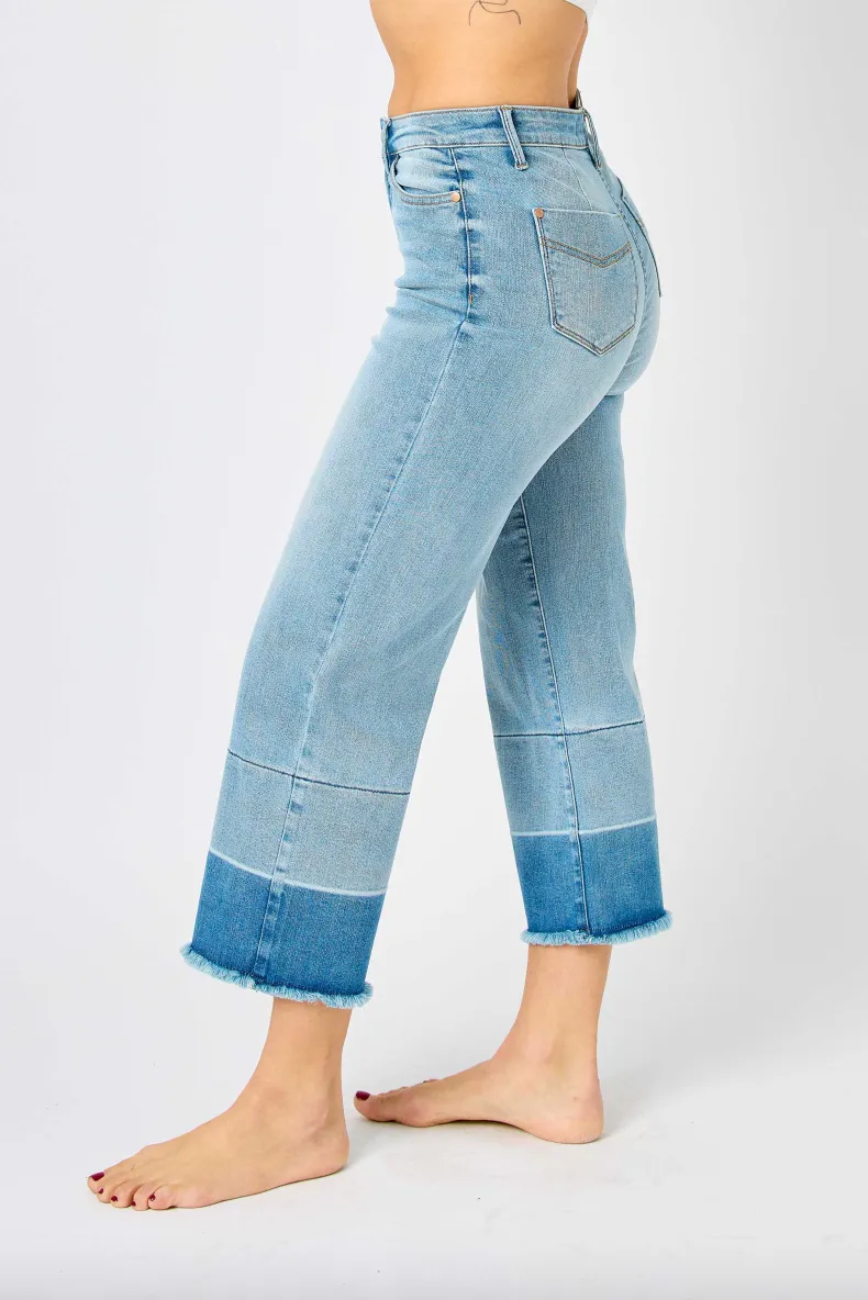 Judy Blue Release Hem Cropped Wide Leg Jeans