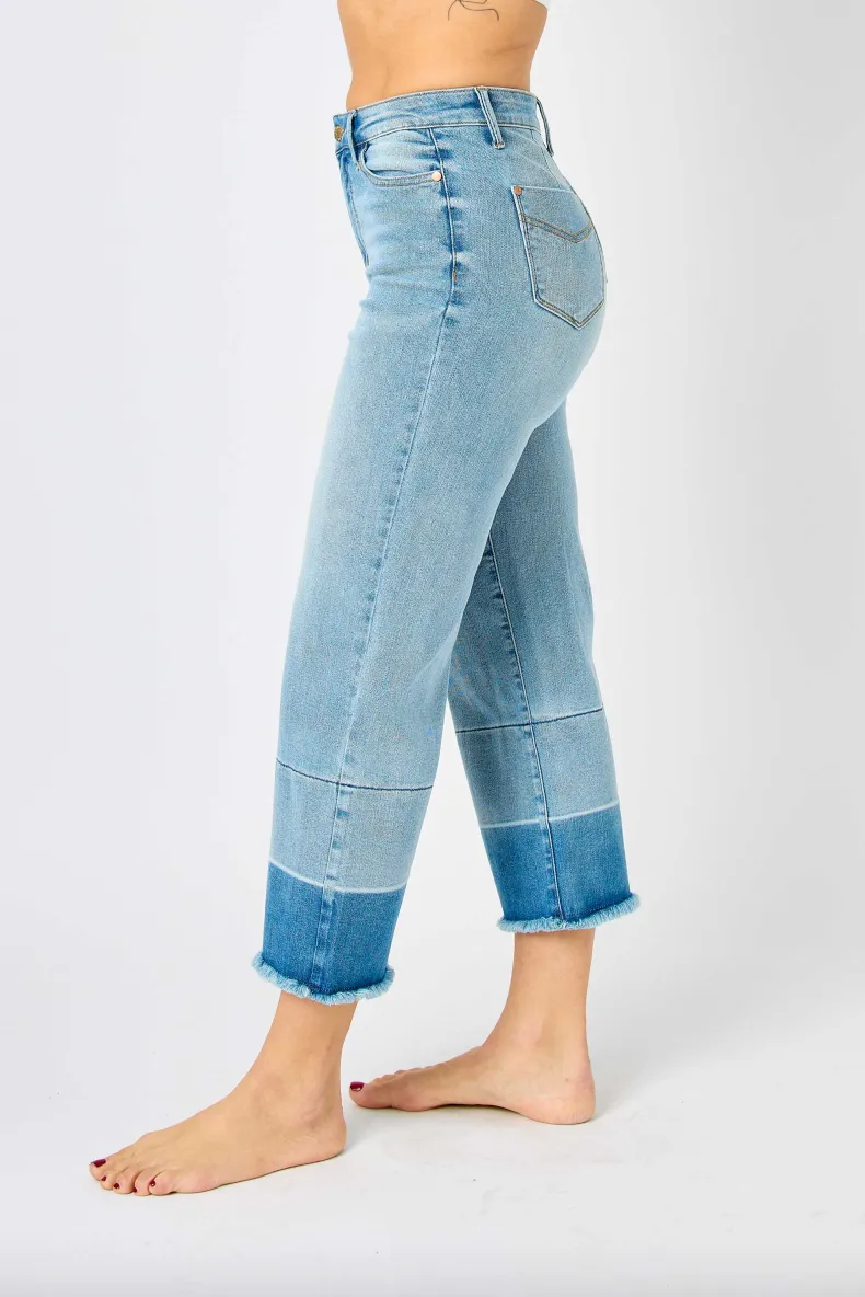 Judy Blue Release Hem Cropped Wide Leg Jeans