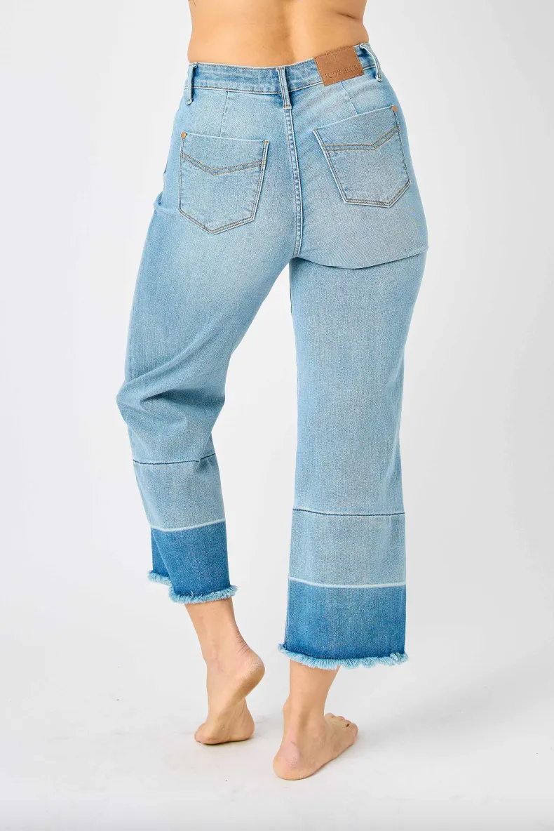 Judy Blue Release Hem Cropped Wide Leg Jeans