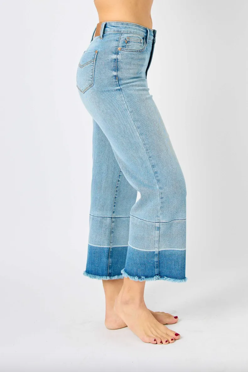 Judy Blue Release Hem Cropped Wide Leg Jeans