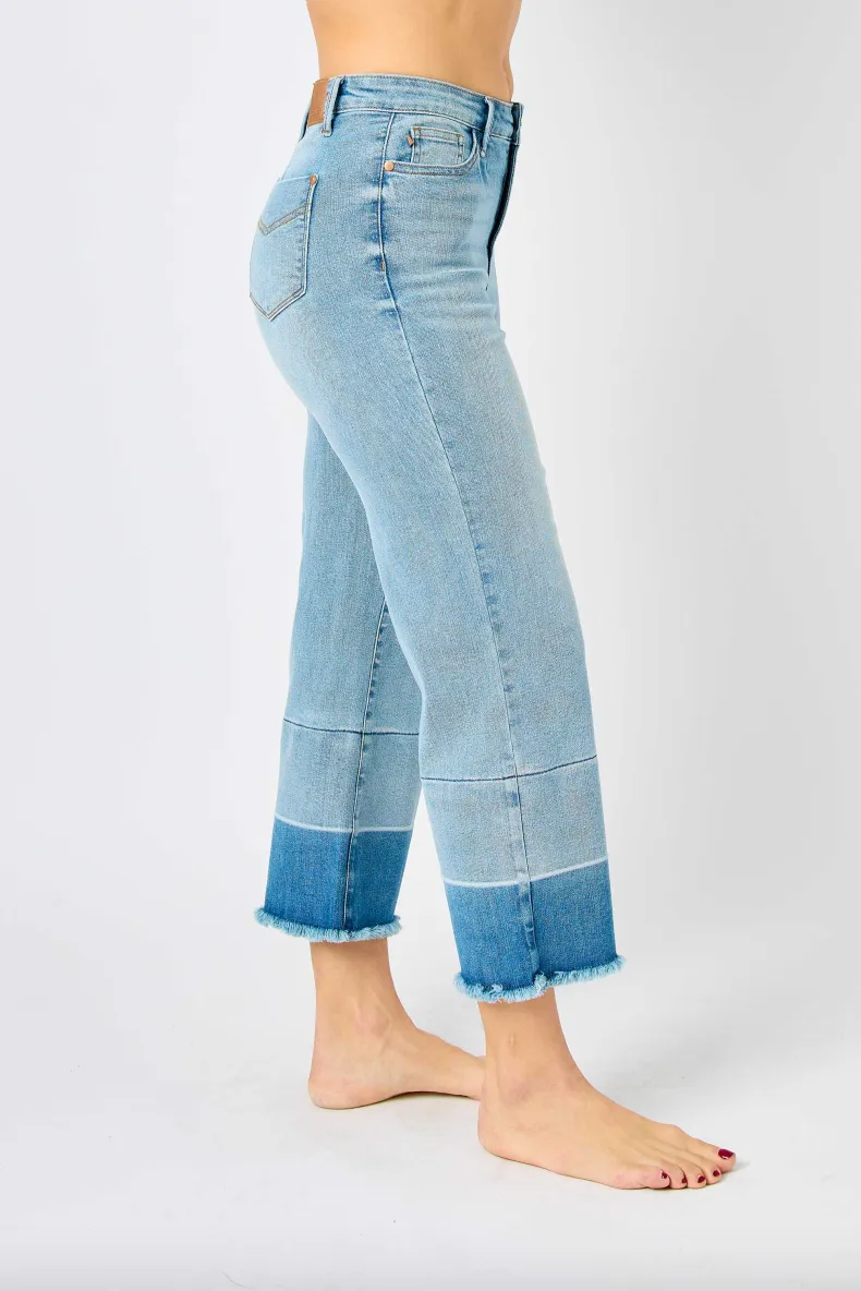 Judy Blue Release Hem Cropped Wide Leg Jeans