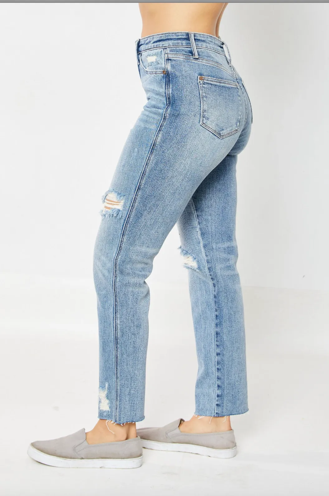 Judy Blue Rigid Magic Destroyed Straight Leg Jeans