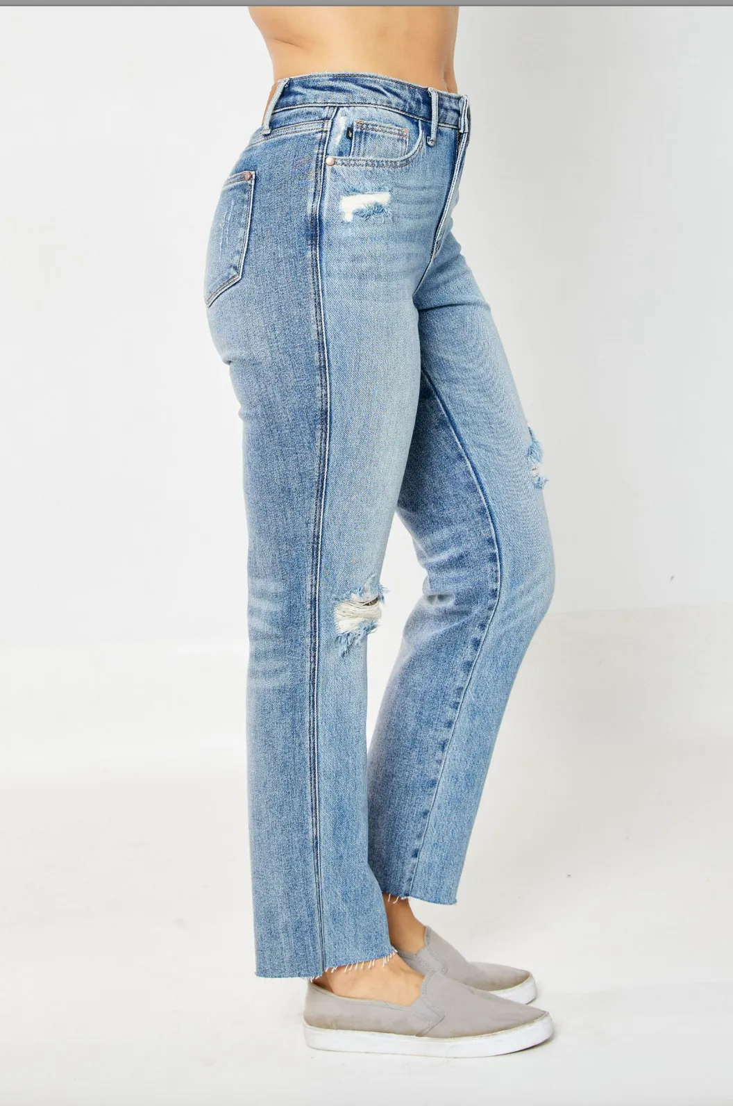 Judy Blue Rigid Magic Destroyed Straight Leg Jeans