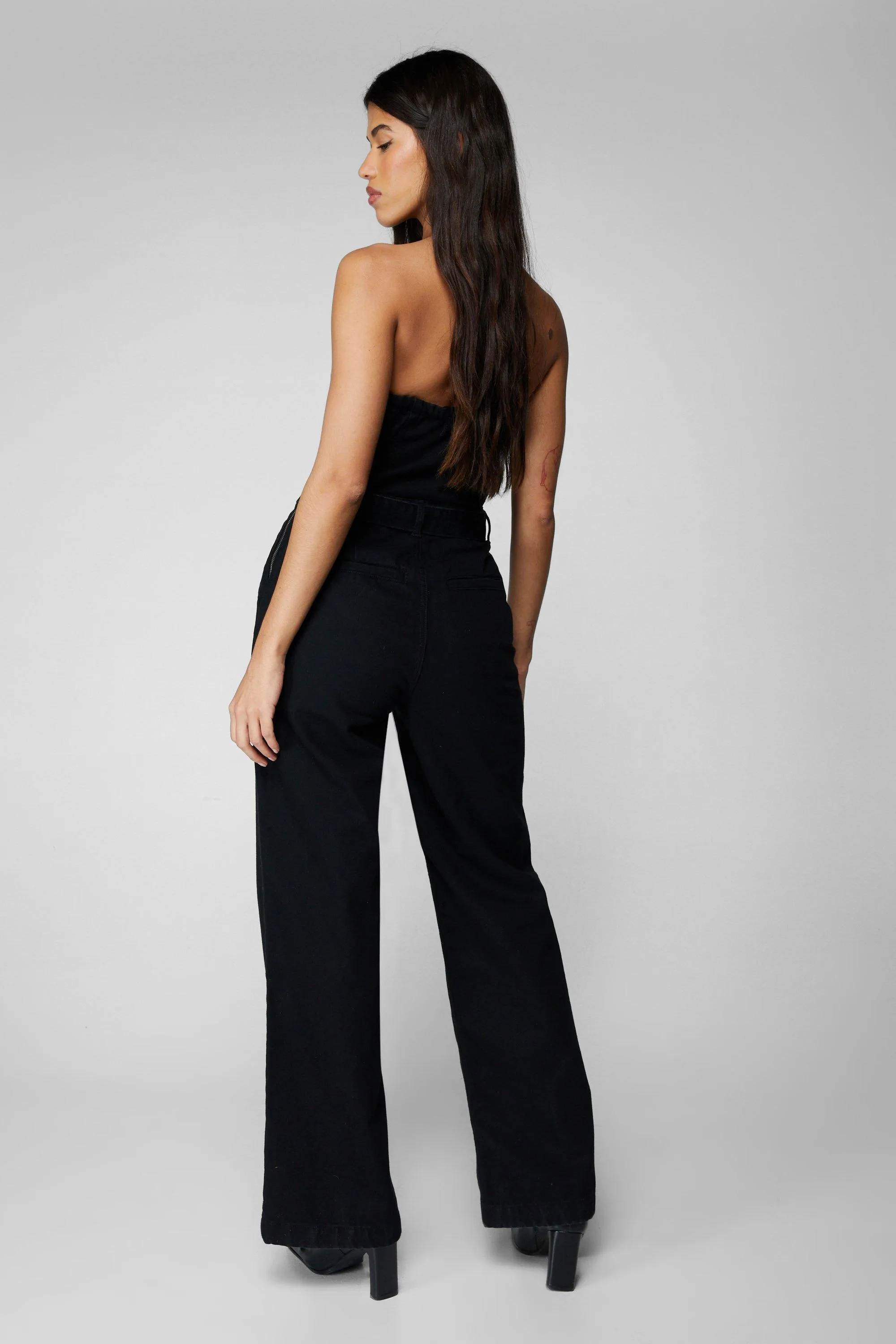 Jumpsuits | Bandeau Denim Flare Jumpsuit | NastyGal