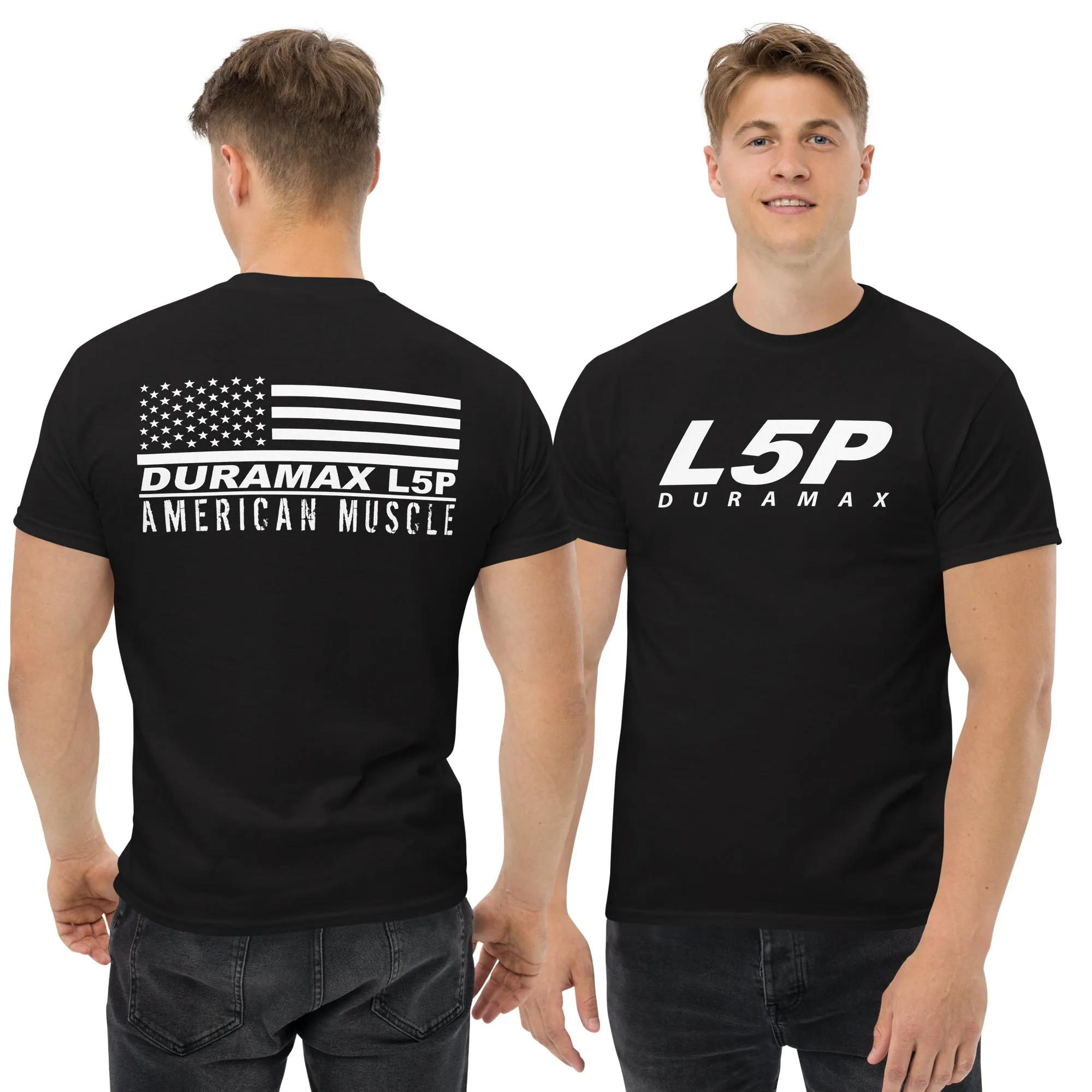 L5P Duramax Shirt Mens Diesel Truck Shirt With American Flag Design