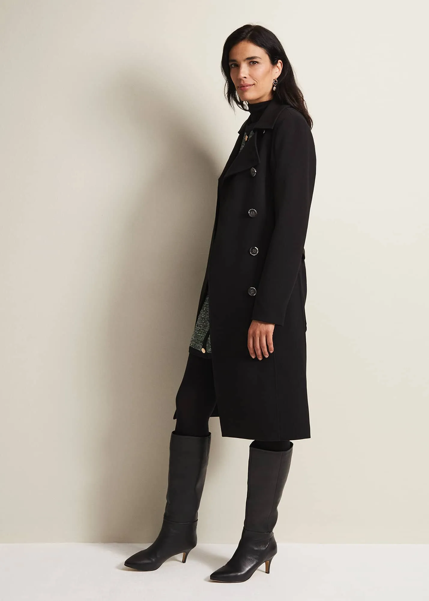 Layana Black Smart Trench Coat