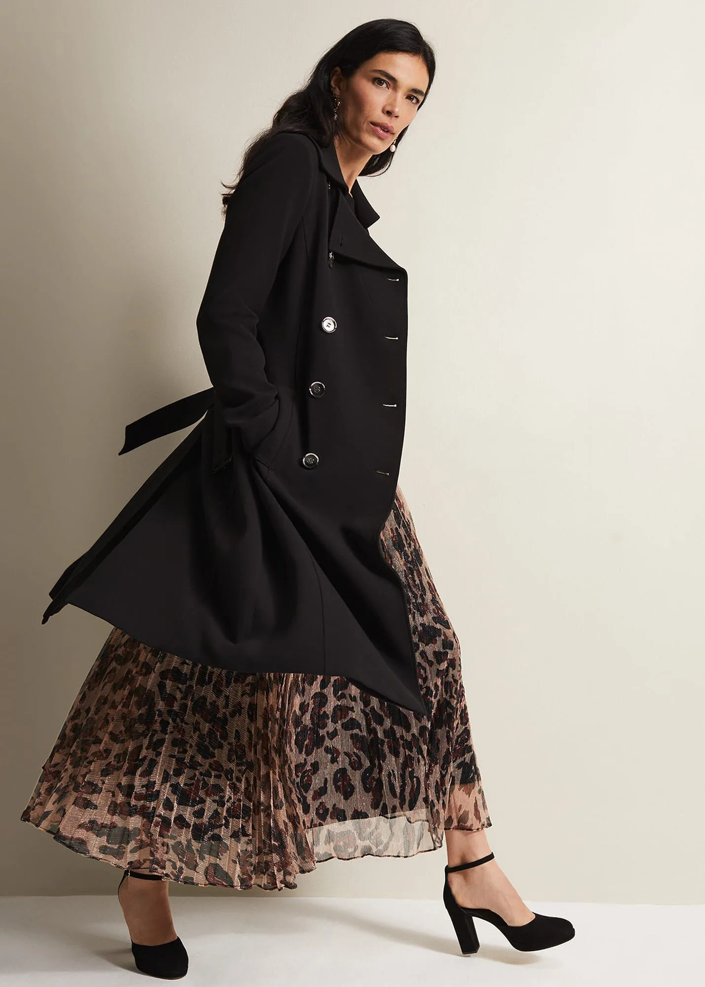 Layana Black Smart Trench Coat