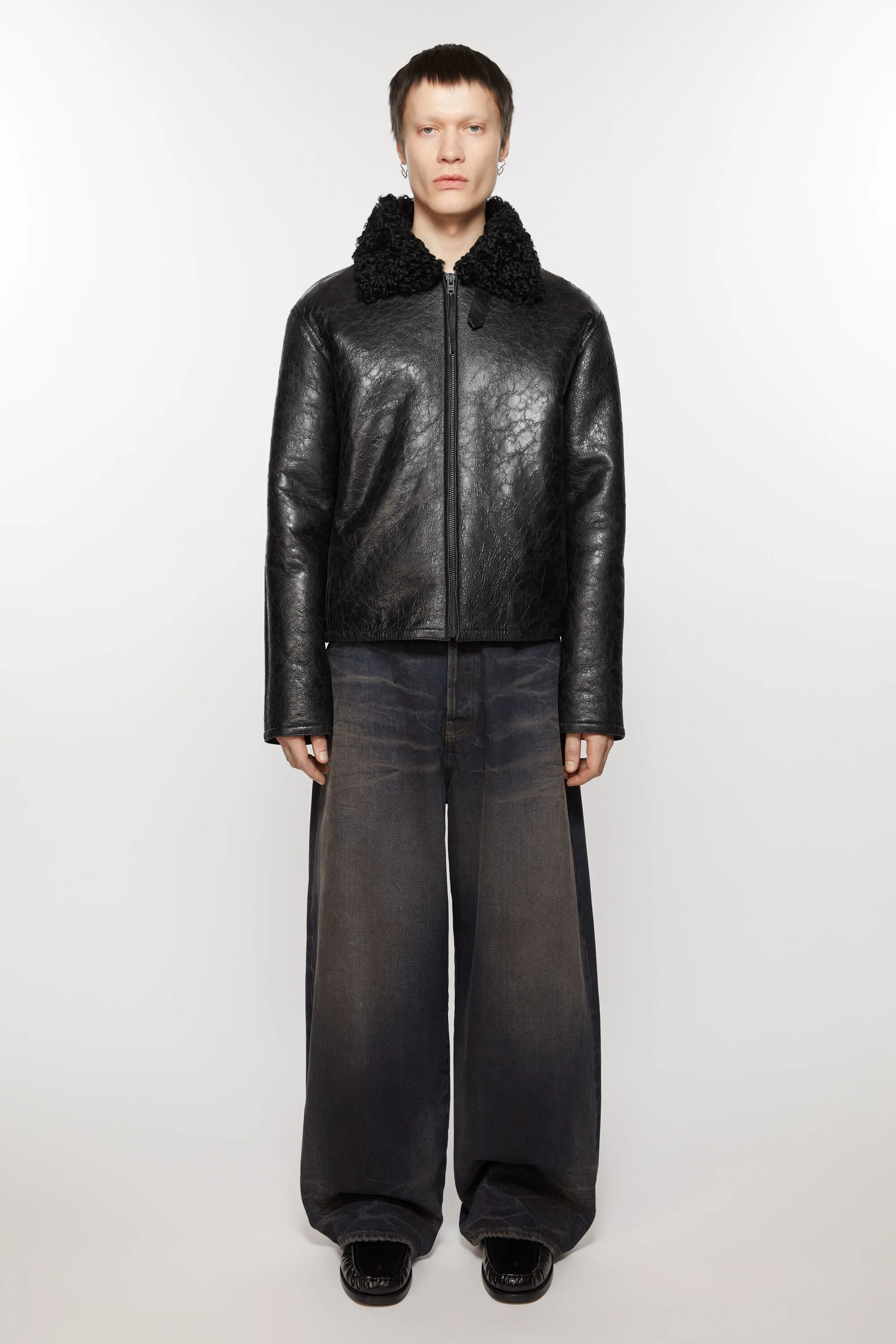 Leather shearling jacket