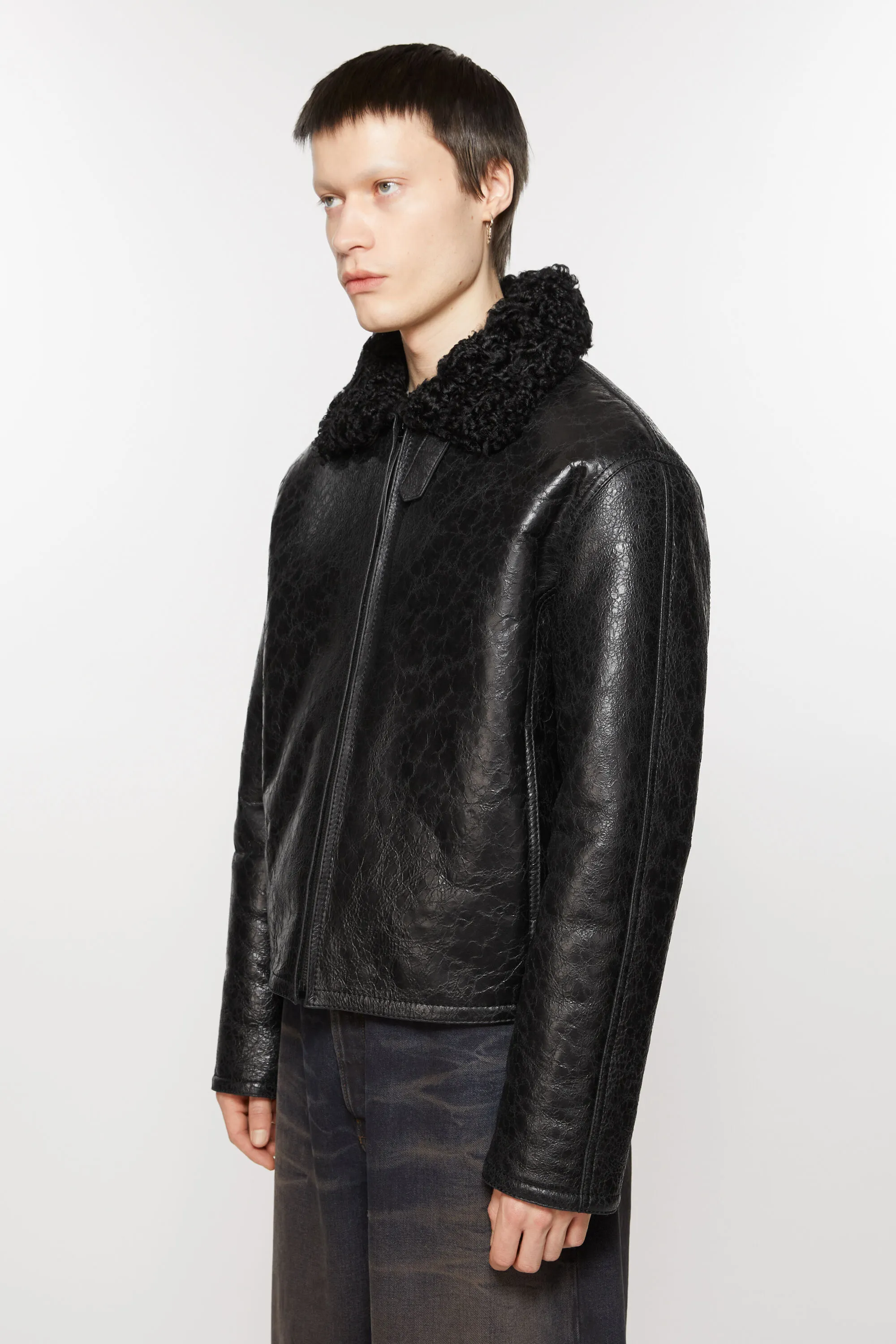 Leather shearling jacket