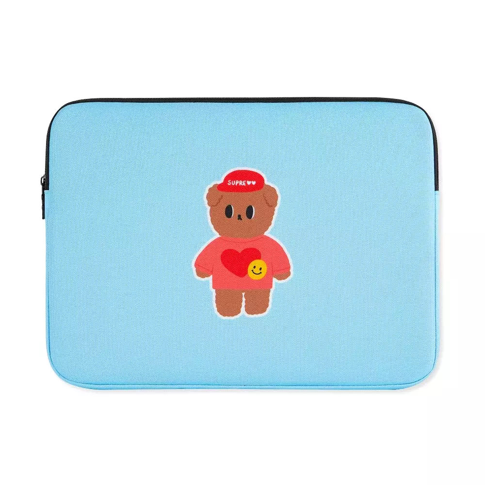 Light Blue CUTIE BEAR Graphic Laptop Sleeves 13 15 inch Cases Protective Covers Handbags Square Pouches Designer Artist Prints S