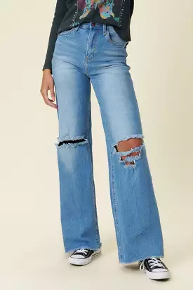 Lincoln Distressed Wide Fit Jeans [ONLINE EXCLUSIVE]