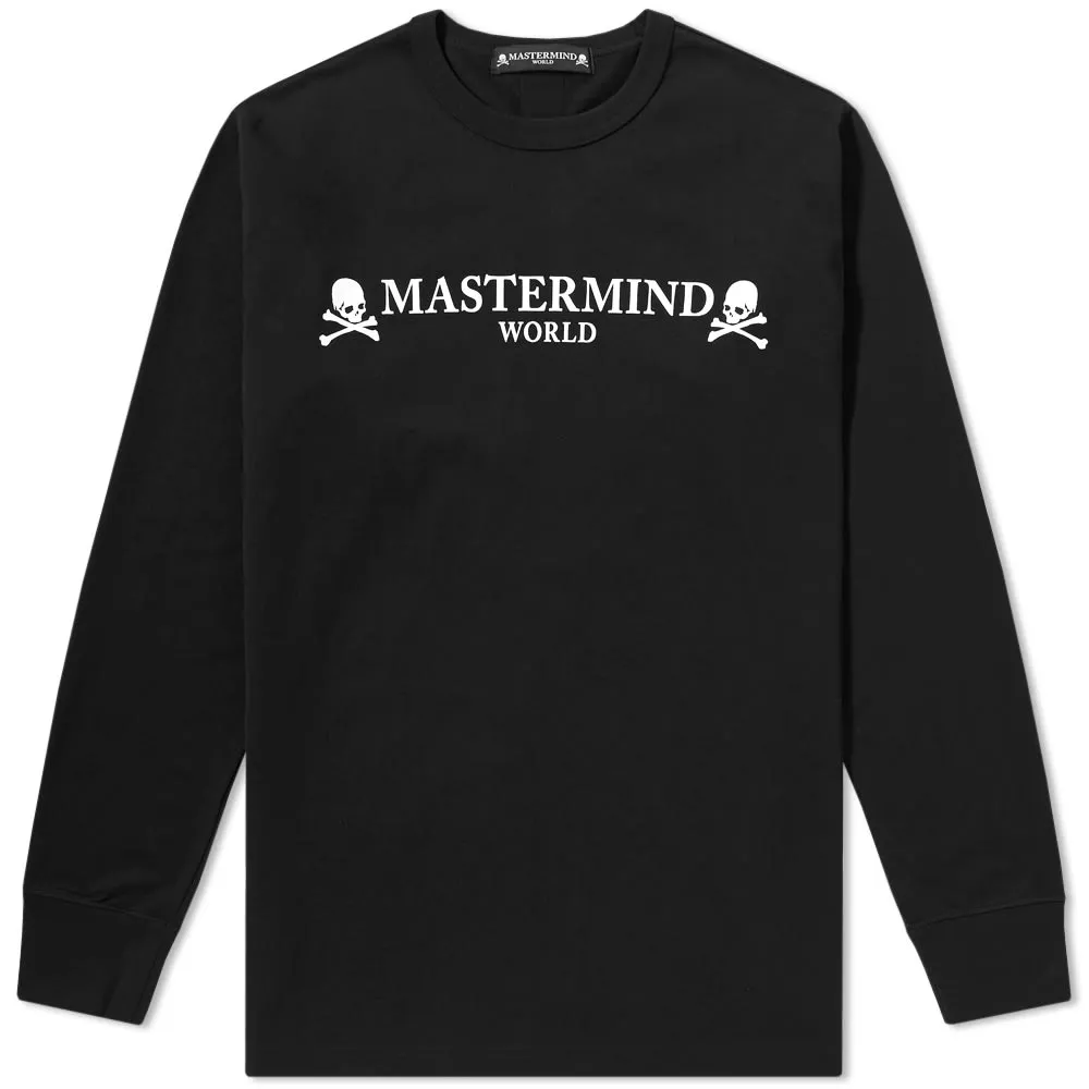 MASTERMIND WORLD Long Sleeve Grosgrain Tape Skull Logo TeeBlack