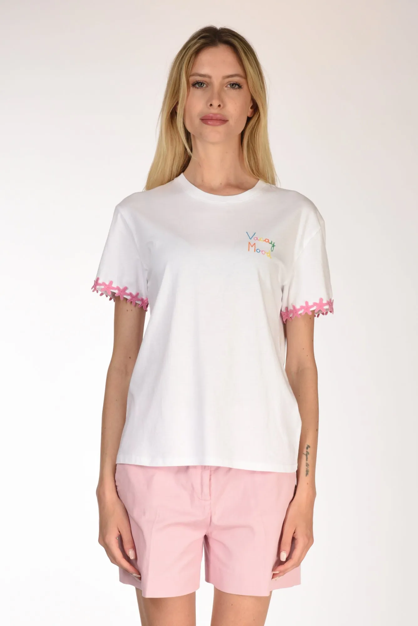 Mc2 Saint Barth Tshirt Scritta Bianco Donna