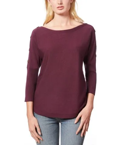 Melissa Paige Women's Dolman-Sleeve Buttoned-Sleeve Sweater