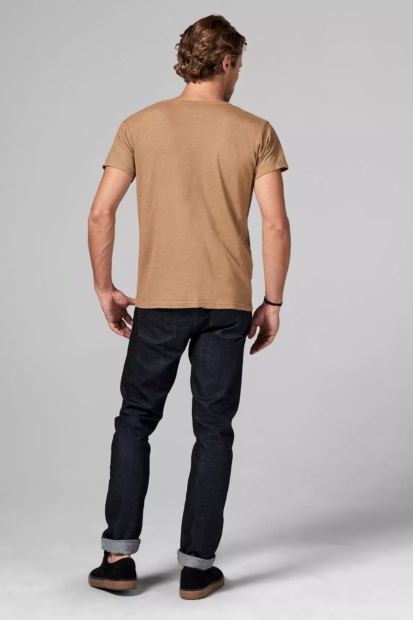 Men's Linen Blend Cross V-Neck Tee