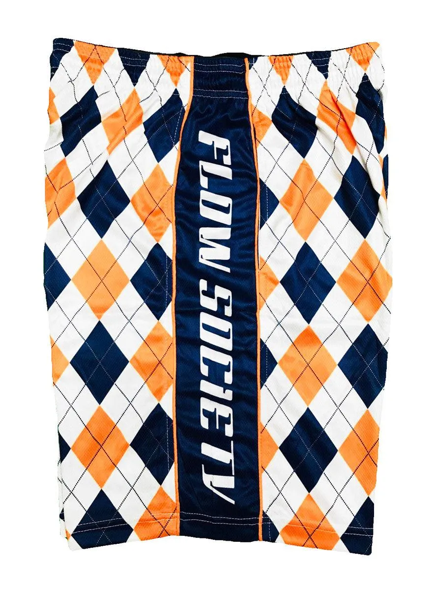 Mens Navy & Orange Argyle Attack Short