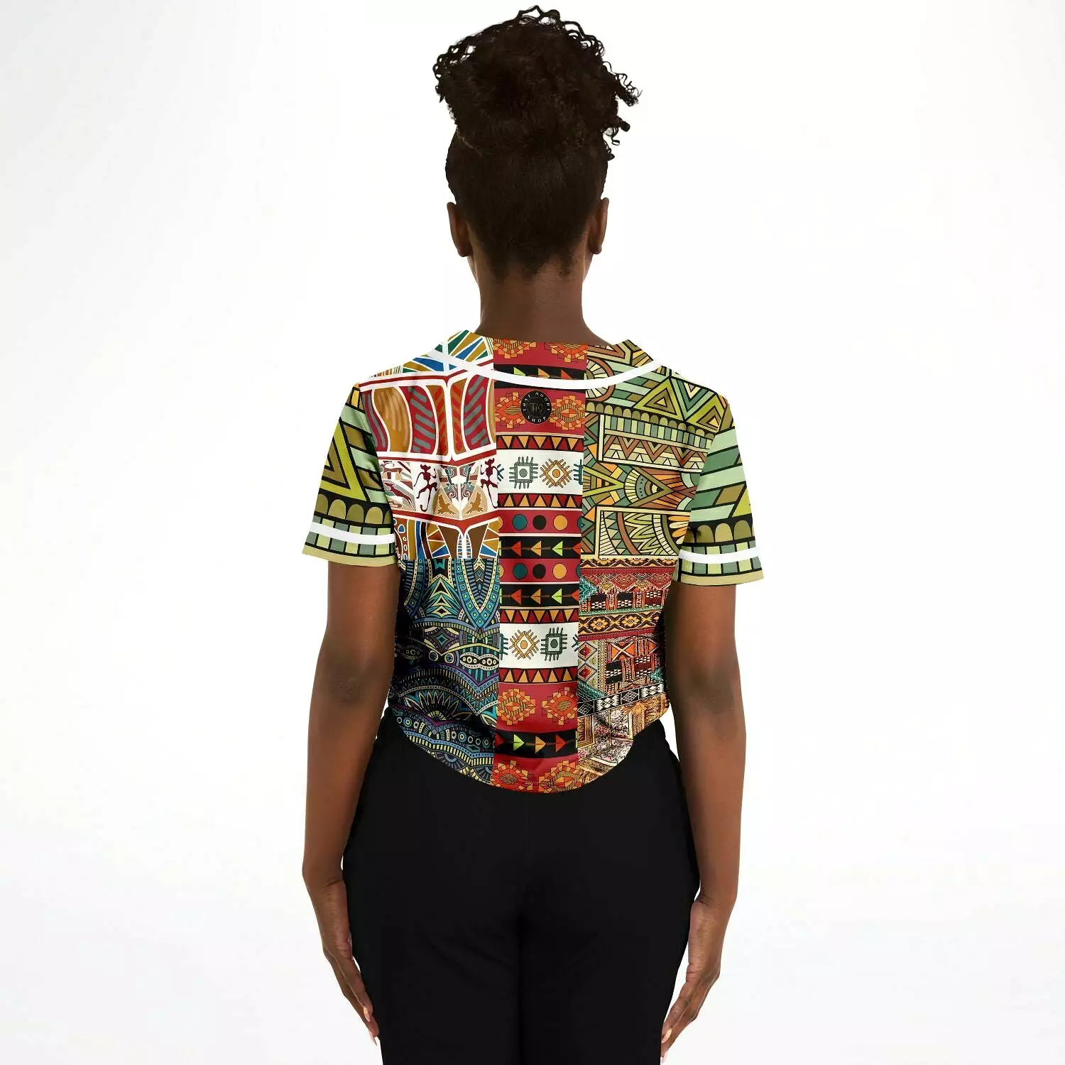 Mother Lode African Print Cropped Button Front Jersey