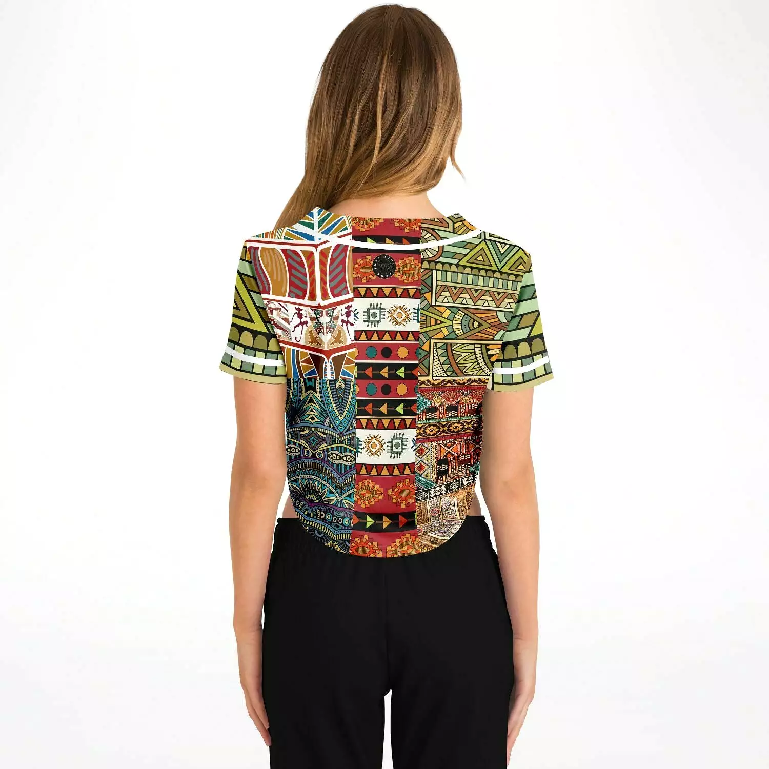 Mother Lode African Print Cropped Button Front Jersey