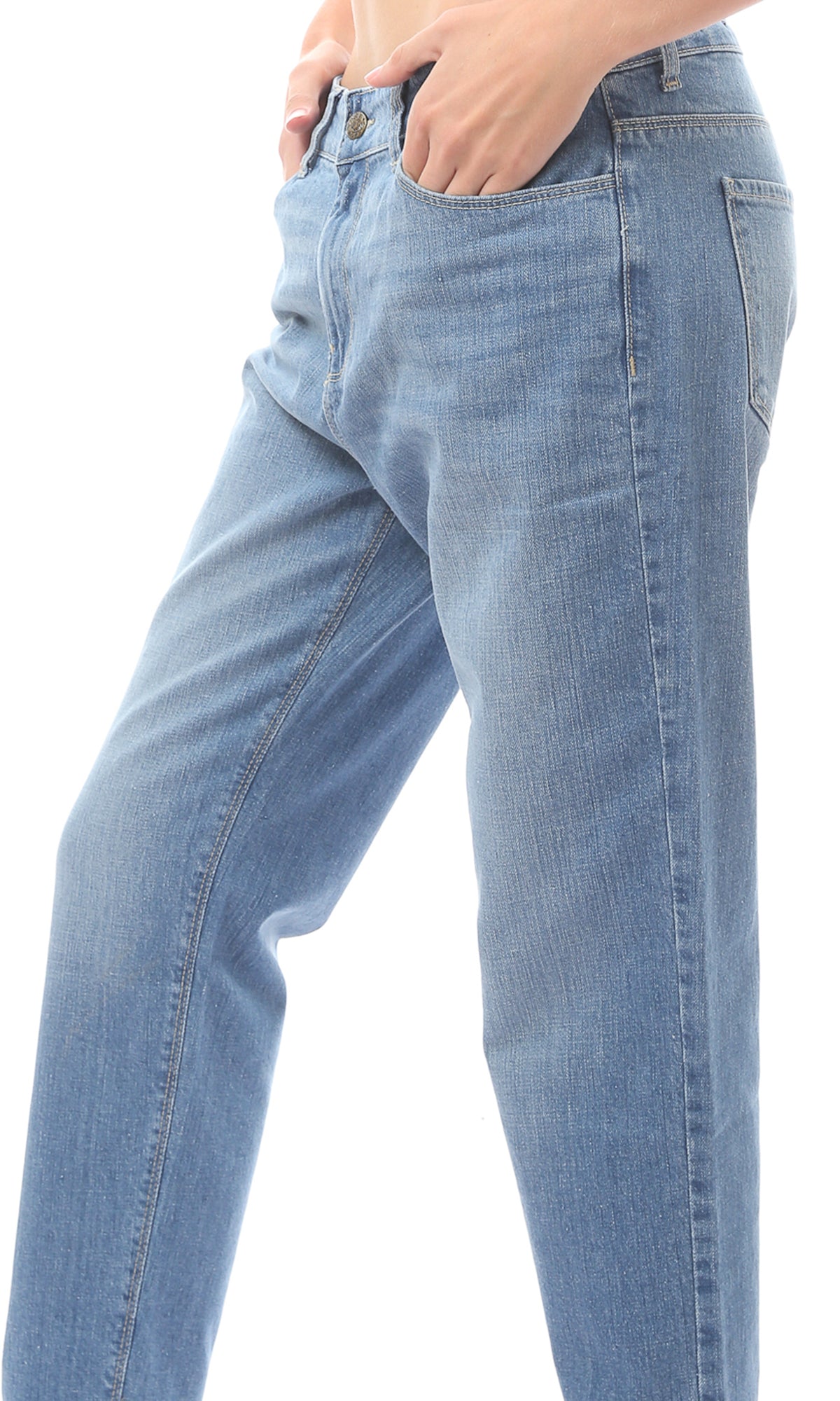 O168639 Comfortable Light Blue Regular Fit Jeans