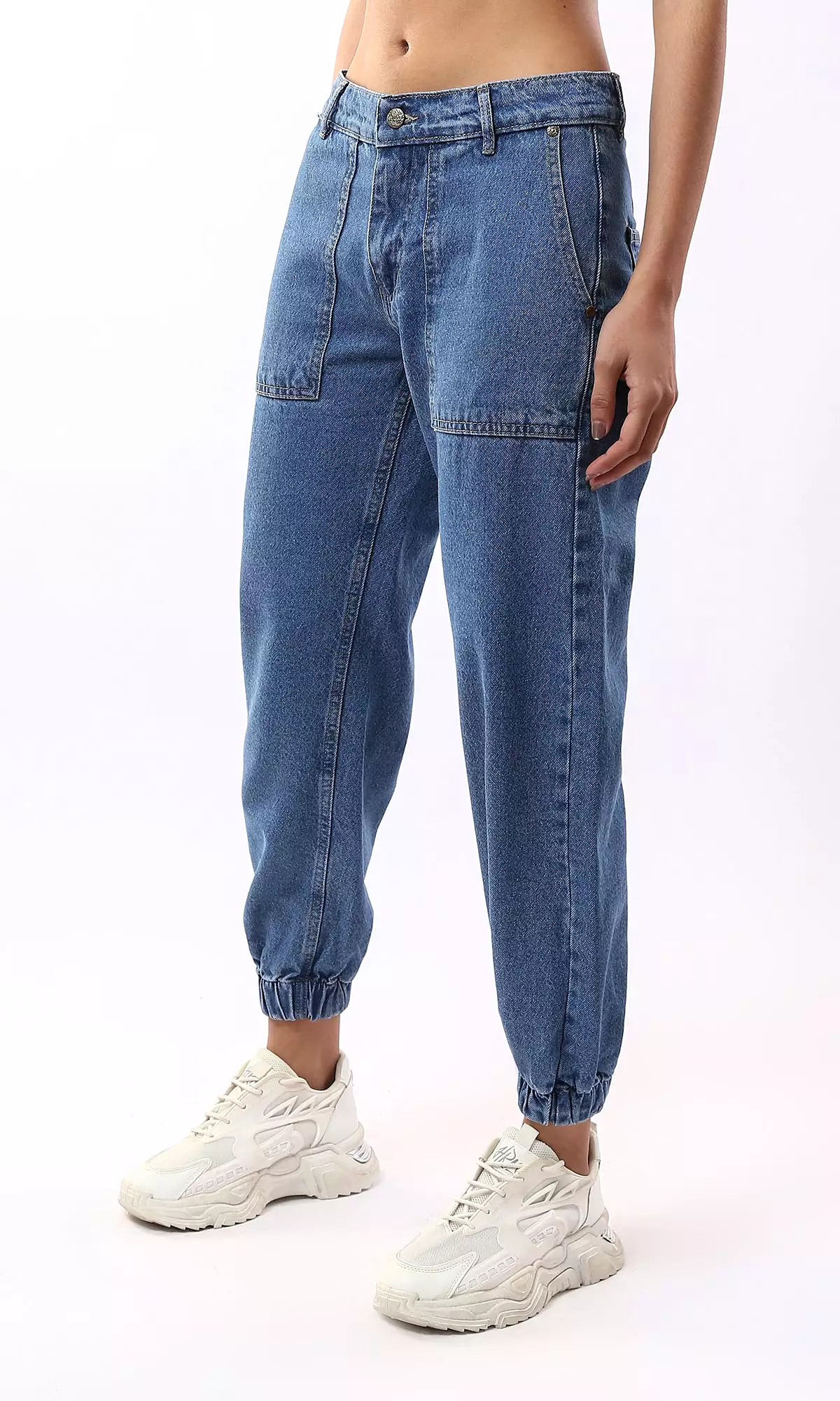 O177964 Cotton Casual Go-To Mom-Fit Jeans - Standard Blue