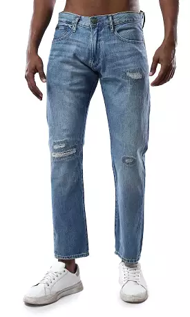 O178112 Front Light Wash Regular Fit Jeans - Stonewash