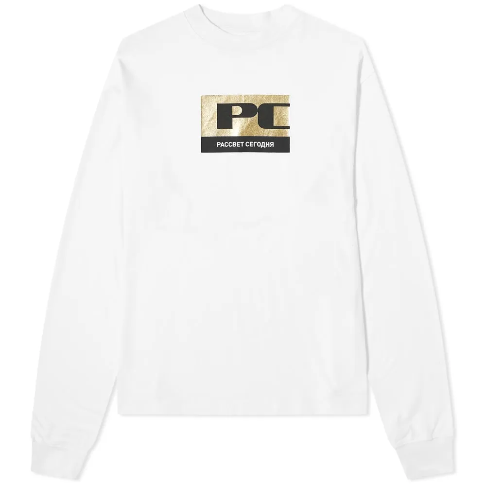 PACCBET Long Sleeve Metallic Box Logo T-ShirtWhite