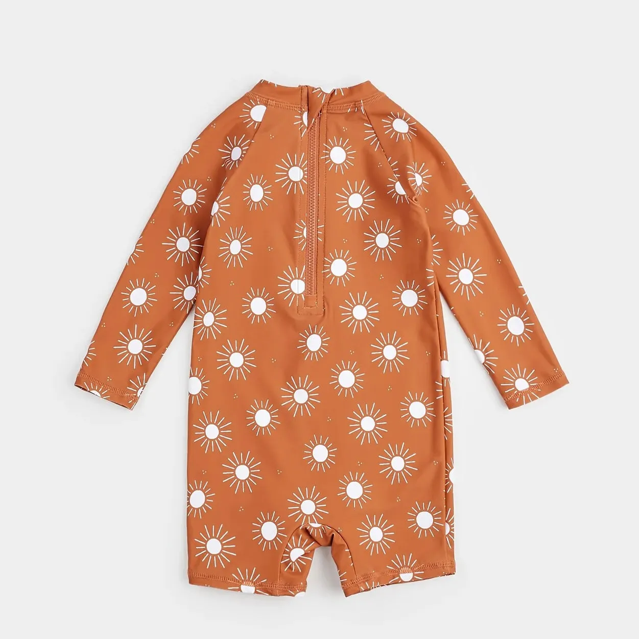 Petit Lem - Sun Print On Apricot Long-Sleeve Swim Romper