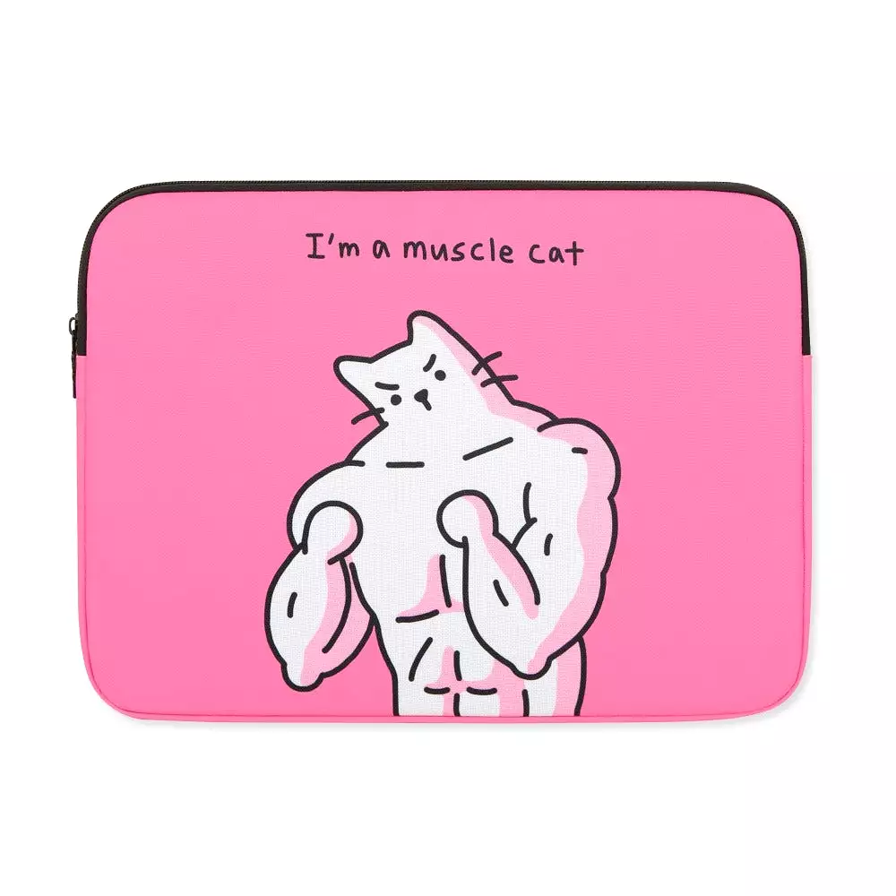 Pink Cat Graphic Laptop Sleeves 13 15 inch Cases Protective Covers Handbags Square Pouches Designer Artist Prints Cute Lightweig