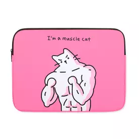 Pink Cat Graphic Laptop Sleeves 13 15 inch Cases Protective Covers Handbags Square Pouches Designer Artist Prints Cute Lightweig