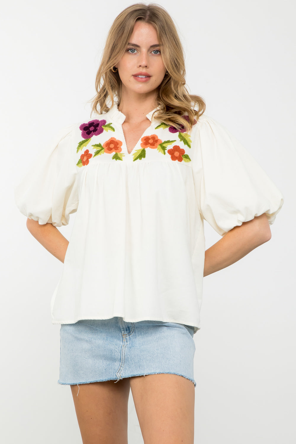 Puff Sleeve Corduroy Top