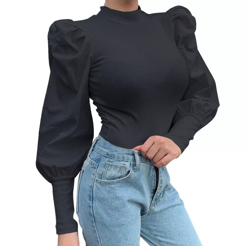 Puff Sleeve Round Neck Top