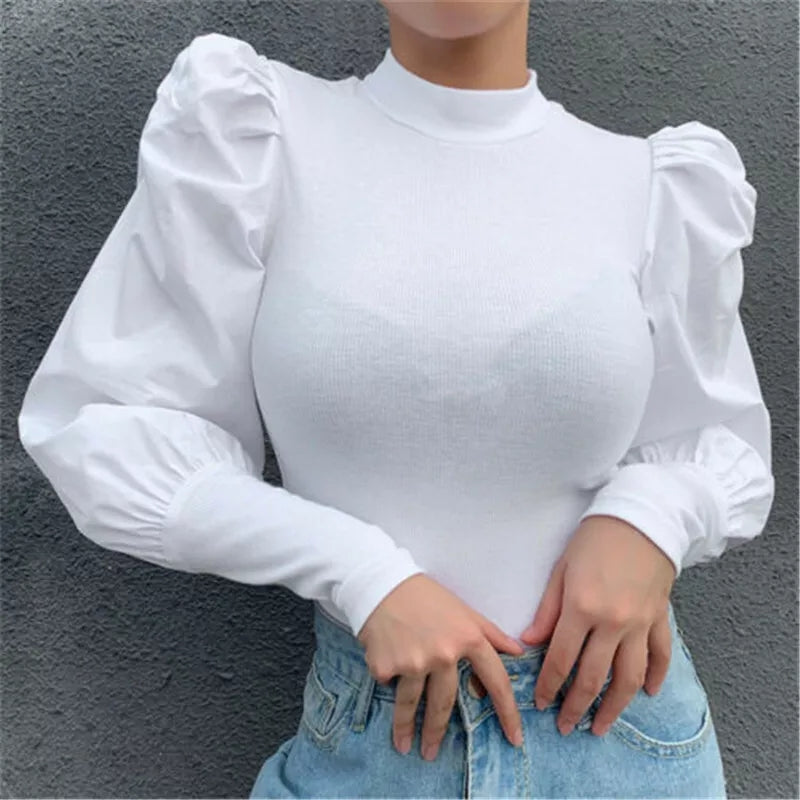 Puff Sleeve Round Neck Top