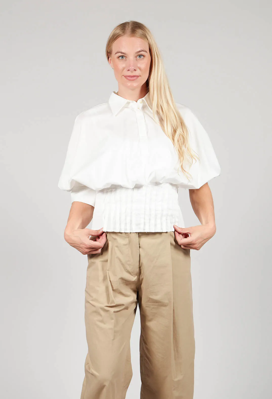 Puff Sleeve Shirt in Latte