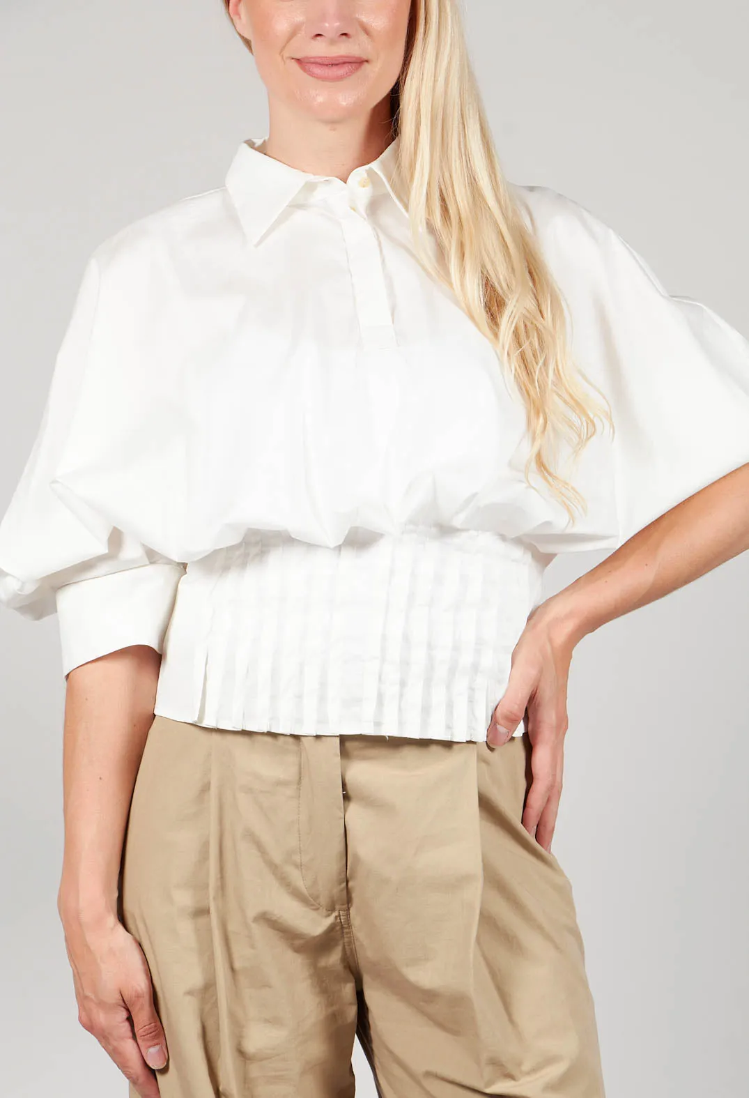 Puff Sleeve Shirt in Latte