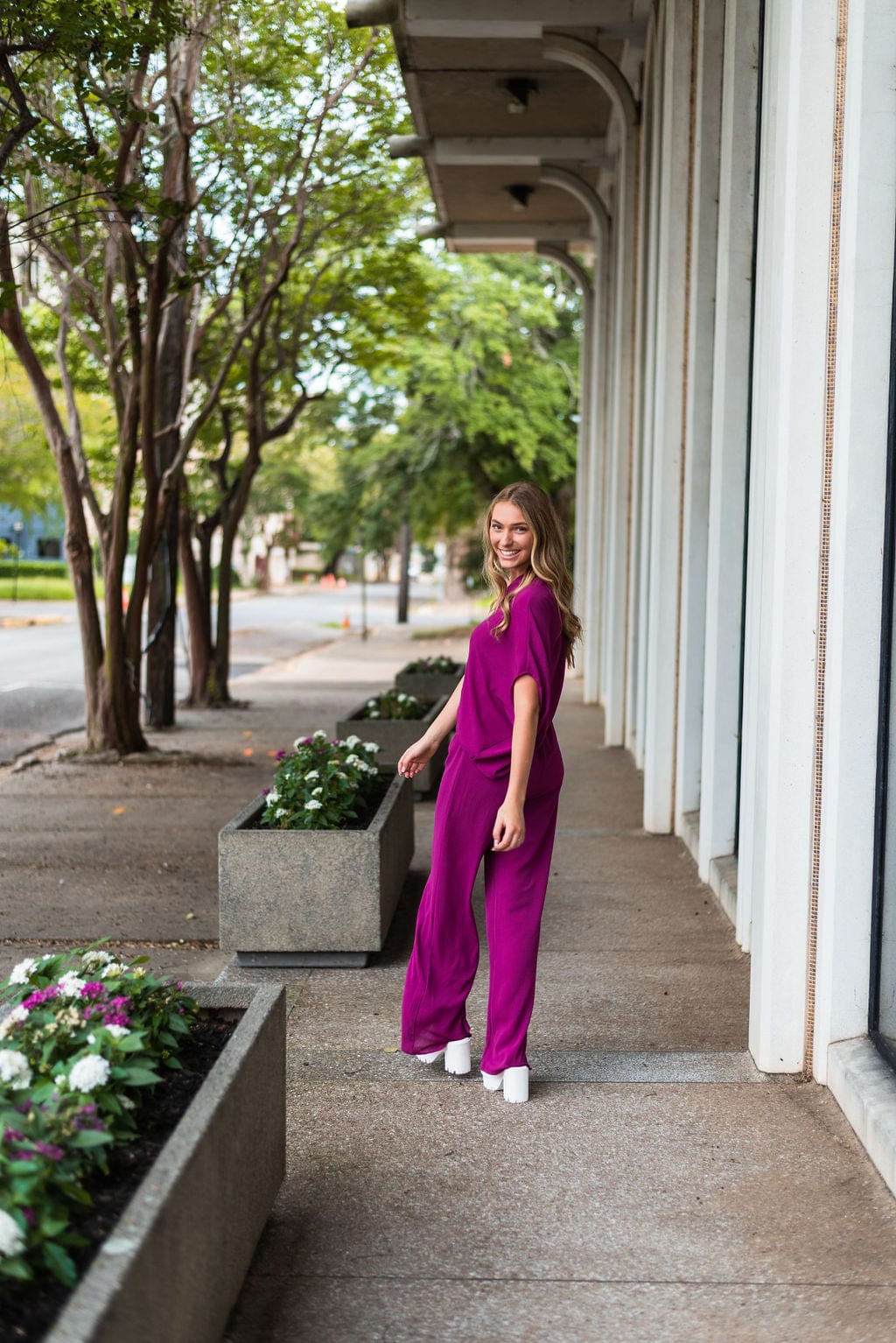 Purple One Shoulder Jumpsuit