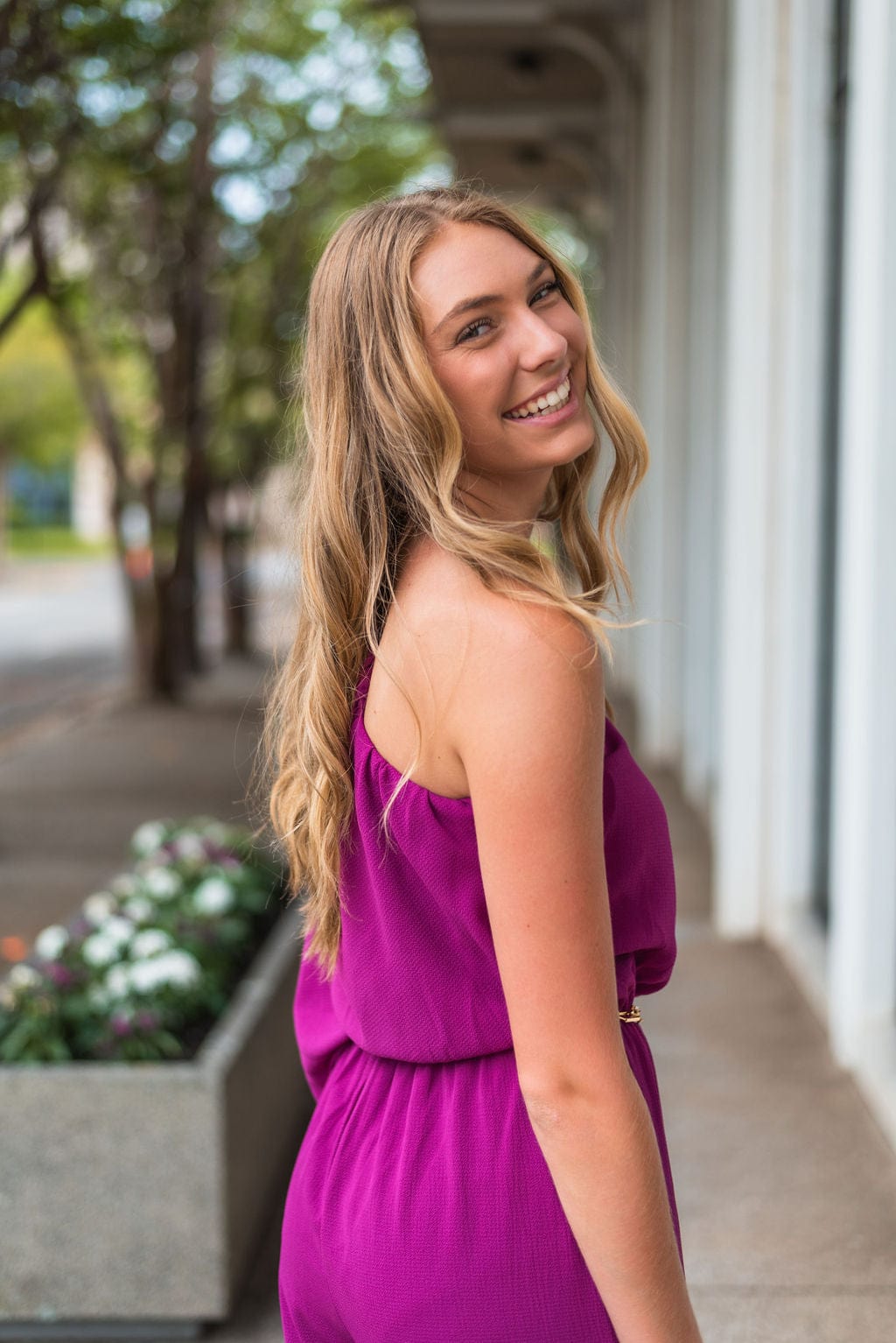 Purple One Shoulder Jumpsuit