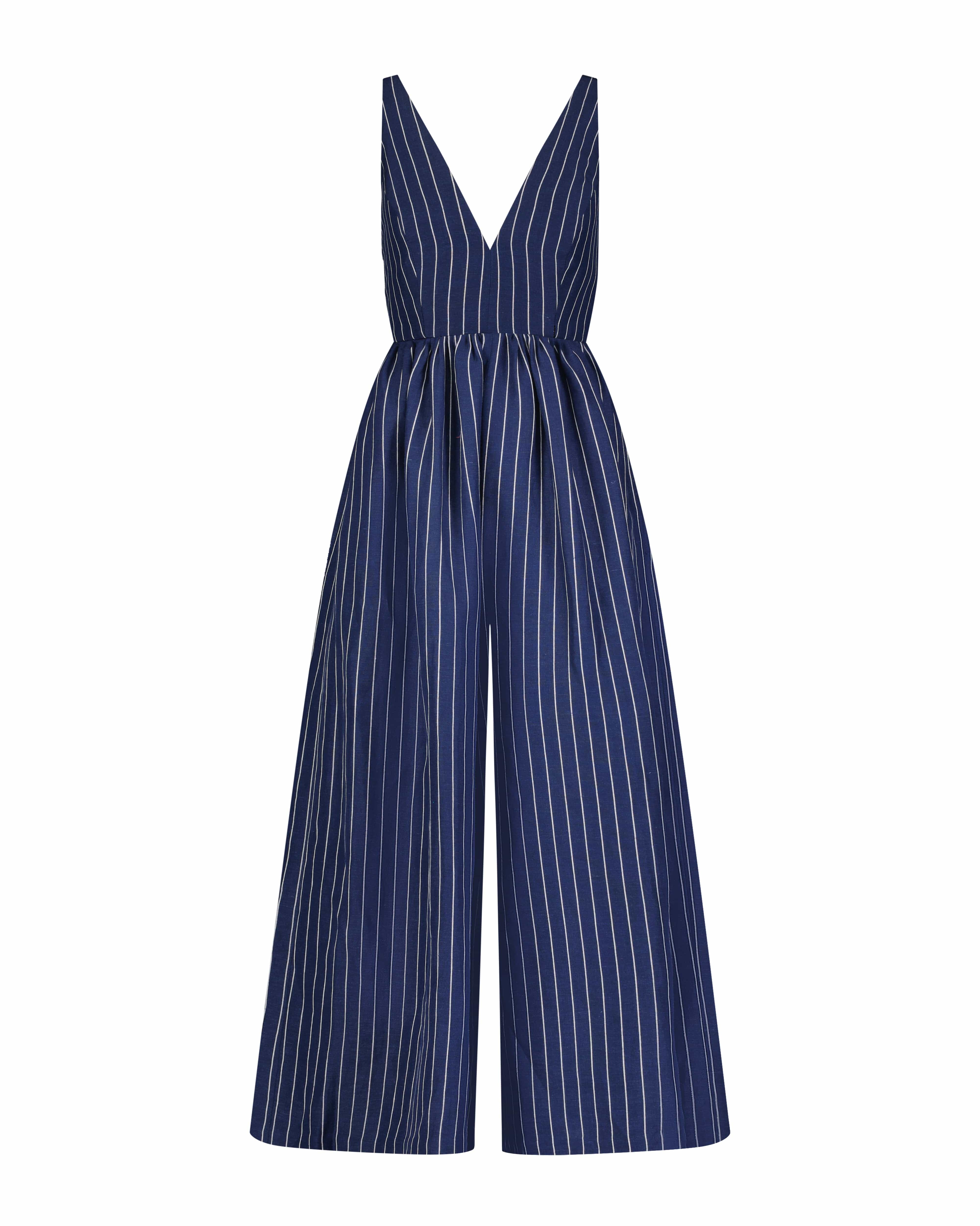 Quynh Jumpsuit in Linen Midnight Stripe