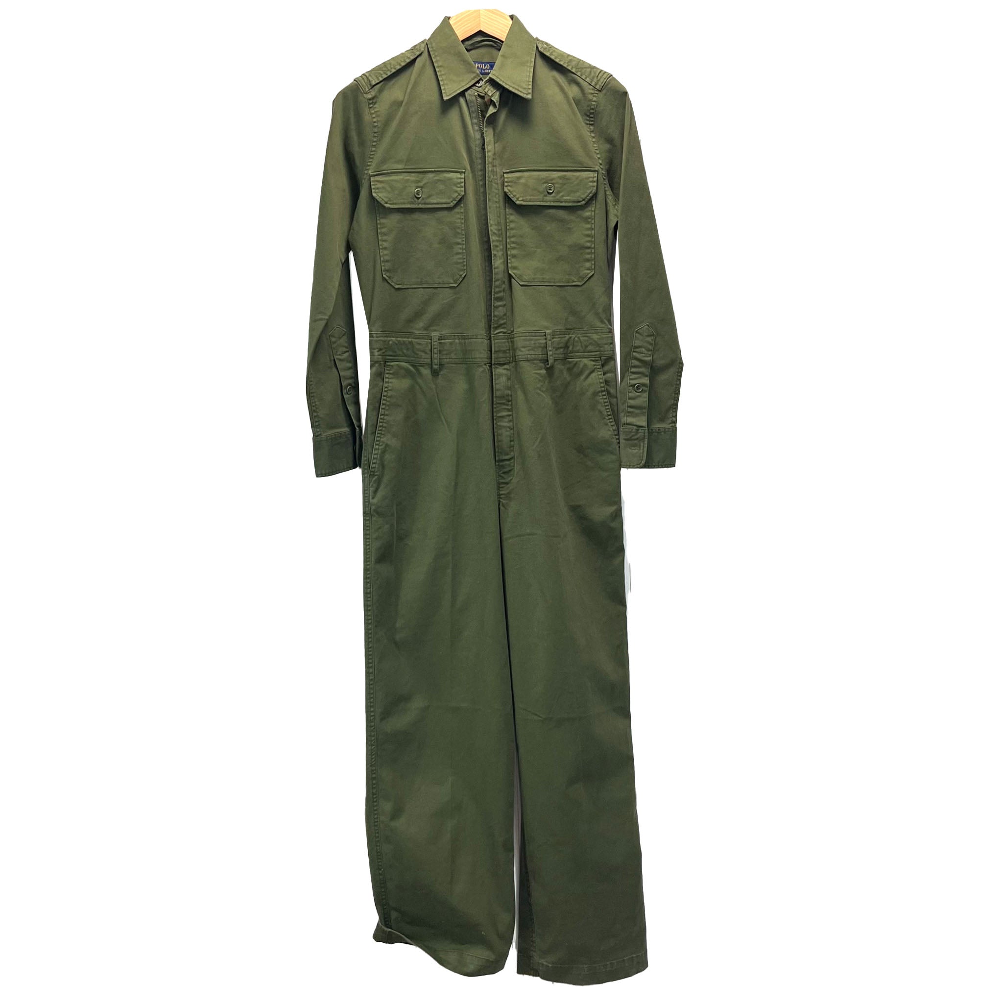 Ralph Lauren_ Brand New 439 Olive Cotton Jumpsuit XS