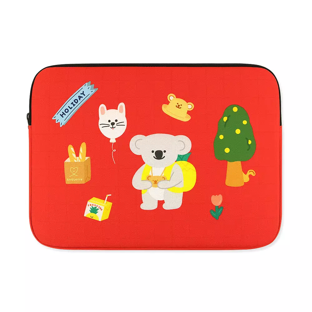 Red Picnic Koala Graphic Laptop Sleeves iPad 11 13 15inch Fitted Cases Pouches Protective Covers Purses Handbags Square Cushion 