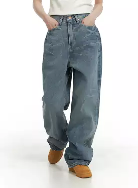 Relaxed Washed Wide Fit Jeans CA408